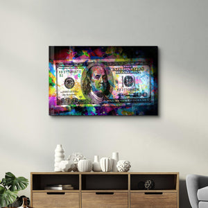 Benjamin The Hundred Bucks | Glass Wall Art - Artdesigna