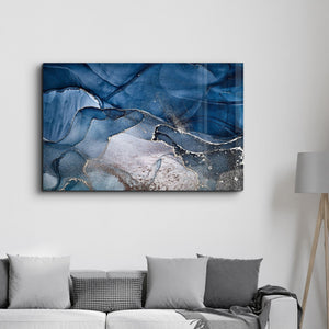 Dark Blue Wave Pattern V3 | Glass Wall Art - Artdesigna