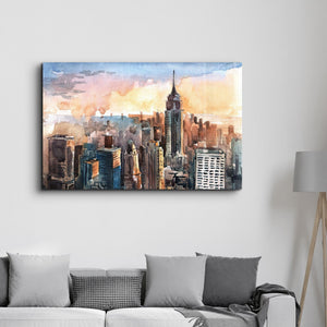 New York Watercolor Painting | Glass Wall Art - Artdesigna