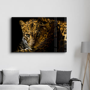 Leopard's Untamed Beauty | Glass Wall Art - Artdesigna
