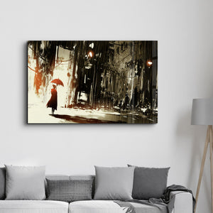 Abstract Woman and Red Umbrella | Glass Wall Art - Artdesigna