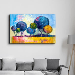 Pompom Trees | Glass Wall Art - Artdesigna