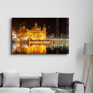 The stunning Sikh Golden Temple in Amritsar, Punjab region in India | Glass Wall Art - Artdesigna