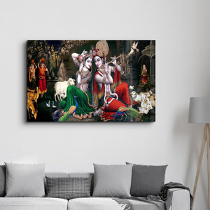 Lord Krishna | Glass Wall Art - Artdesigna