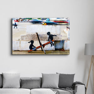 Banksy - Let the Children Play - Glass Wall Art - Artdesigna