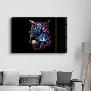 Owl Neo | Glass Wall Art - Artdesigna