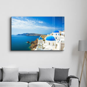 Thera From Santorini | Glass Wall Art - Artdesigna