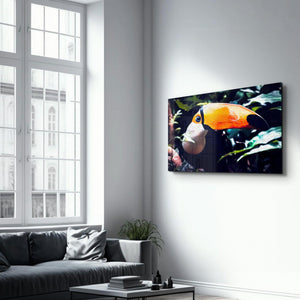 Pelican in Nature | Glass Wall Art - Artdesigna