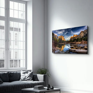 Yosemite Valley - Lake | Glass Wall Art - Artdesigna