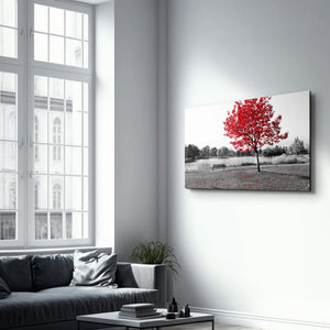 Red Fall | Glass Wall Art - Artdesigna