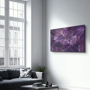 Purple Leaf | Glass Wall Art - Artdesigna