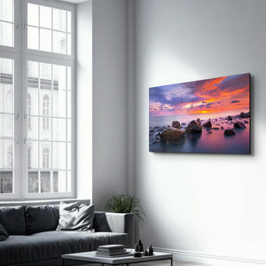 Sunset at Sea | Glass Wall Art - Artdesigna