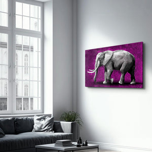Elephant Purple | Glass Wall Art - Artdesigna