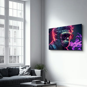 Mr. Monkey - Cyberpunk | Designer's Collection Glass Wall Art - Artdesigna