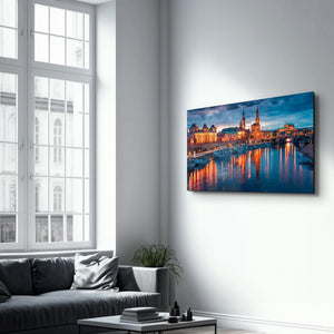 Elbe river in Dresden, Saxony, Germany, Europe | Glass Wall Art - Artdesigna