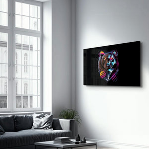 Bear Neo | Glass Wall Art - Artdesigna