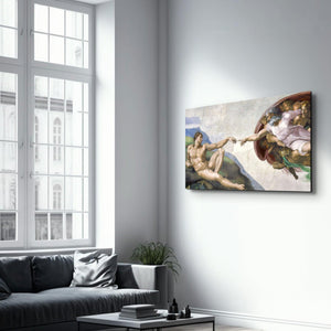 Michelangelo - The Creation of Adam | Glass Wall Art - Artdesigna