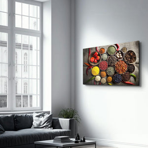 Colorful Spices | Glass Wall Art - Artdesigna