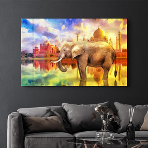 Abstract Elephant | Glass Wall Art - Artdesigna