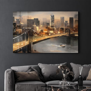 Oil Painting Bridge | Glass Wall Art - Artdesigna