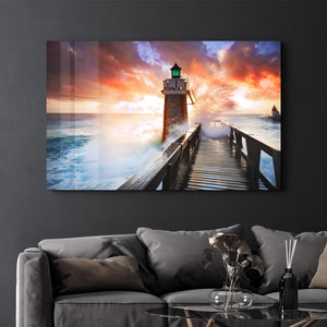 Stormy Sea | Glass Wall Art - Artdesigna