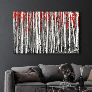 Big Red Forest | Glass Wall Art - Artdesigna