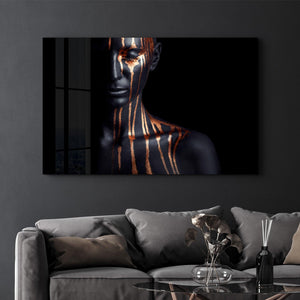 Bronze Woman | Glass Wall Art - Artdesigna