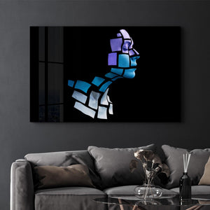 Mysterious Face | Glass Wall Art - Artdesigna
