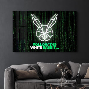 Follow the Rabbit | Glass Wall Art - Artdesigna