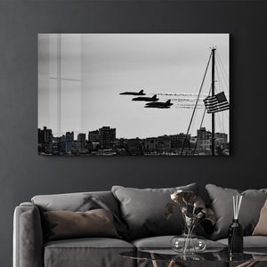 Fighters Retro - American | Glass Wall Art - Artdesigna