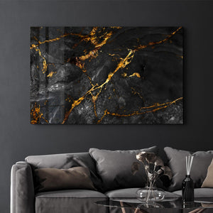 Black Marble with Golden Dust | Glass Wall Art - Artdesigna
