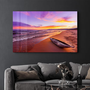 Lake Malawi sunset in Kande beach Africa | Glass Wall Art - Artdesigna