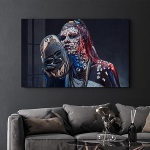 African MakeUp 1 | Glass Wall Art - Artdesigna