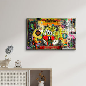 Glass wall art featuring Fight of the Champions by Mr. Pablo Costa, vibrant design by Artdesigna, 16x10 inches.