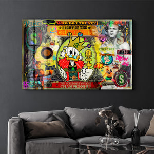 Glass wall art featuring Fight of the Champions by Mr. Pablo Costa, vibrant design by Artdesigna, 16x10 inches.