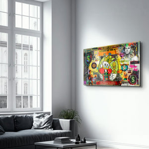 Glass wall art featuring Fight of the Champions by Mr. Pablo Costa, vibrant design by Artdesigna, 16x10 inches.