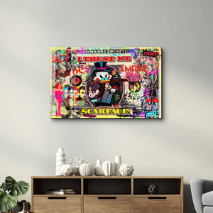 Glass wall art titled "I Trust Me" by Mr. Pablo Costa, featuring abstract design on clear glass from Artdesigna.