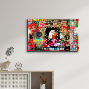 Glass wall art by Artdesigna titled "The World is Yours" featuring vibrant glass design by Mr. Pablo Costa.