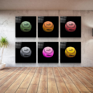 ."Recolored Designs - Baseball". Glass Wall Art - ArtDesigna Glass Printing Wall Art