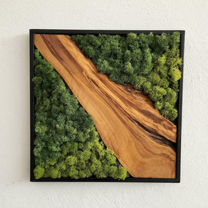 Moss and Olive Tree Wood Wall Art 2 Colors | Premium Handmade Wall Sculptures - Artdesigna