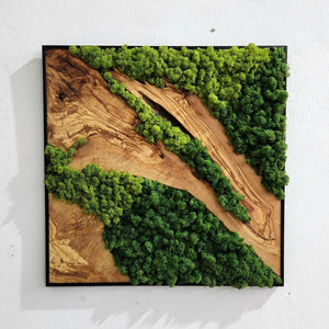 Moss and Olive Tree Wood Wall Art 2 Colors | Premium Handmade Wall Sculptures - Artdesigna