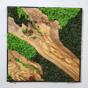 Moss and Olive Wood Tree Wall Art 3 Colors | Premium Handmade Wall Sculptures - Artdesigna