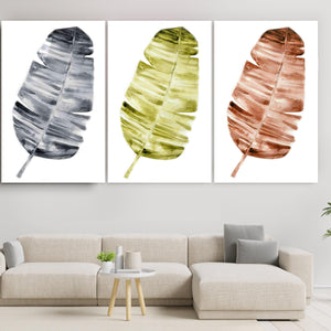 ・"Leaves 2- Trio"・Glass Wall Art - ArtDesigna Glass Printing Wall Art